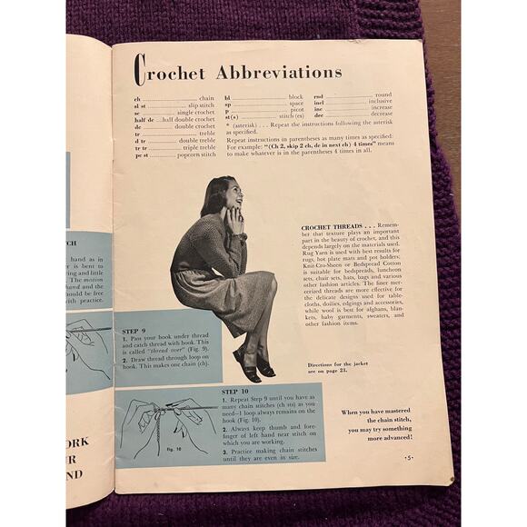 Crocheted pattern book 1940s hat purse gloves beadspread - Picture 3 of 16